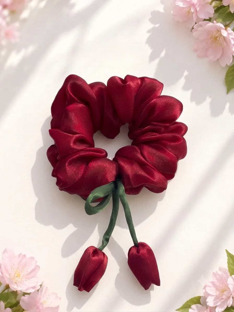 Satin tulip scrunchies