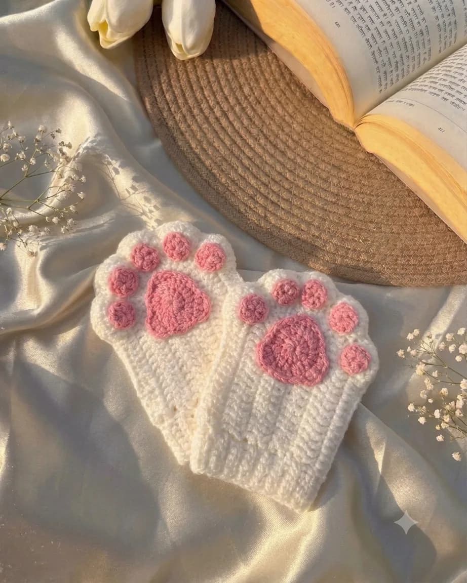Paw crochet hand gloves